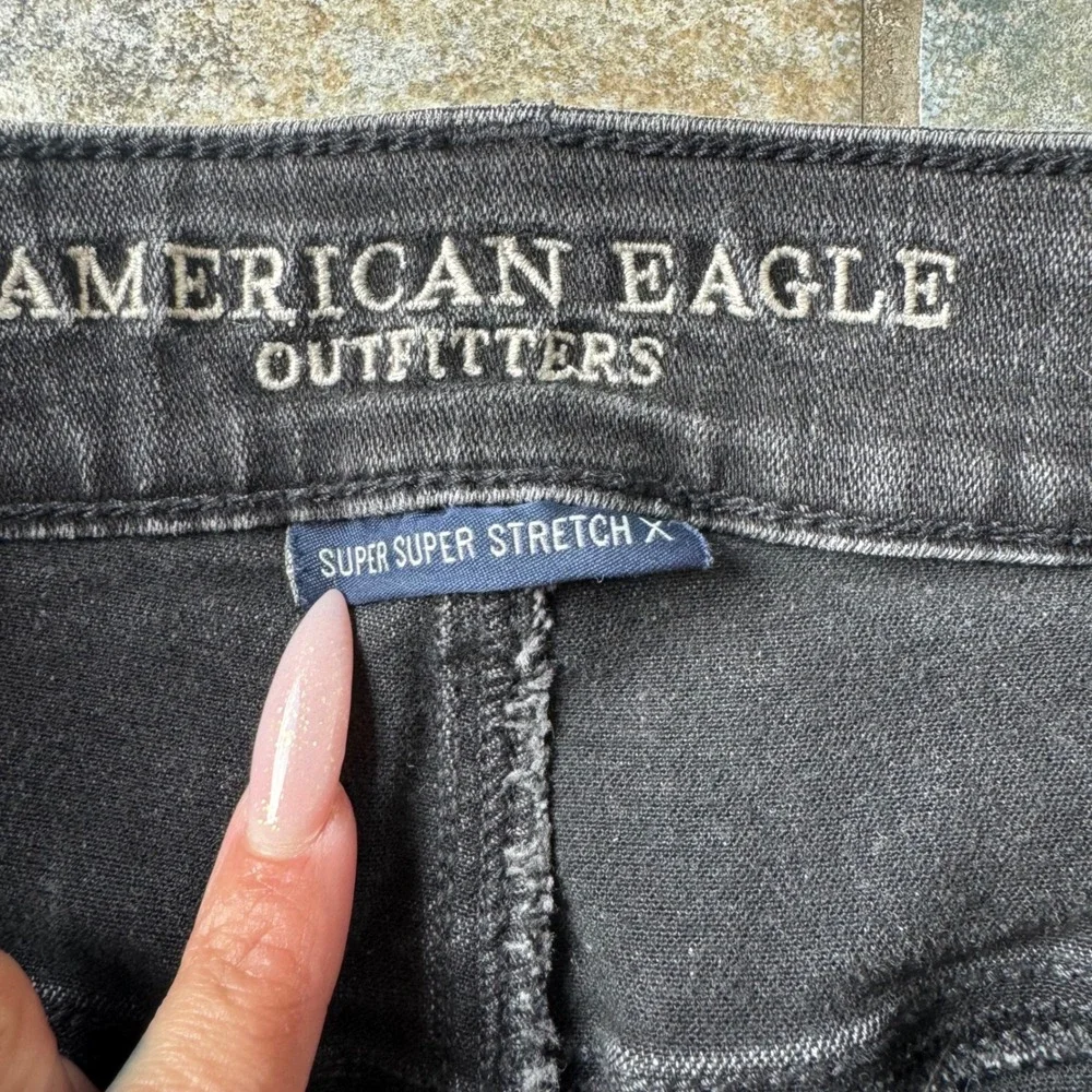 Y2K American Eagle Hi-Rise Shortie Shorts 12 Lace Appliqué Super Stretch X‎